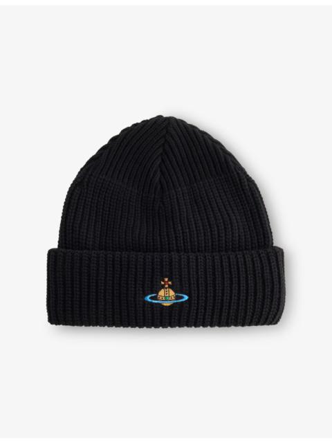 Vivienne Westwood Sporty Brand-Embroidered Wool Beanie Hat