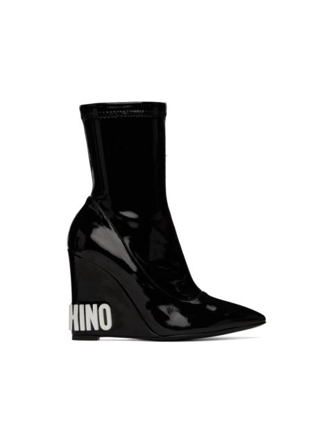 Moschino Black Wedge Ankle Boots