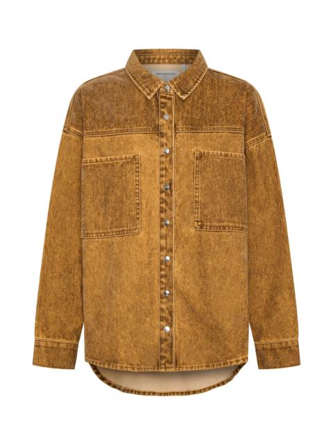 ONE TEASPOON Daria Flocked Denim Shacket - Burnt Tobacco