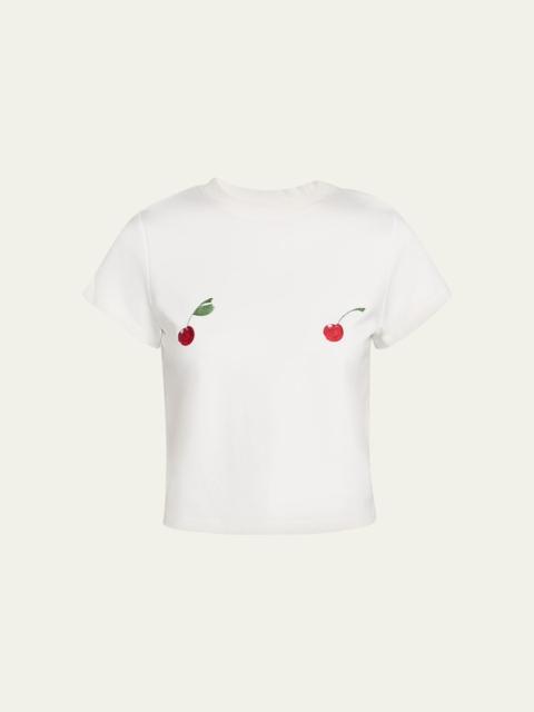 Monse Cheeky Cherry Short-Sleeve Crop Tee
