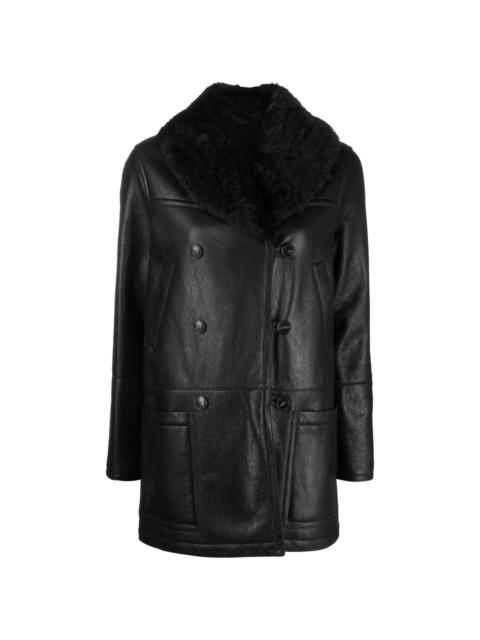 lambskin shawl collar coat