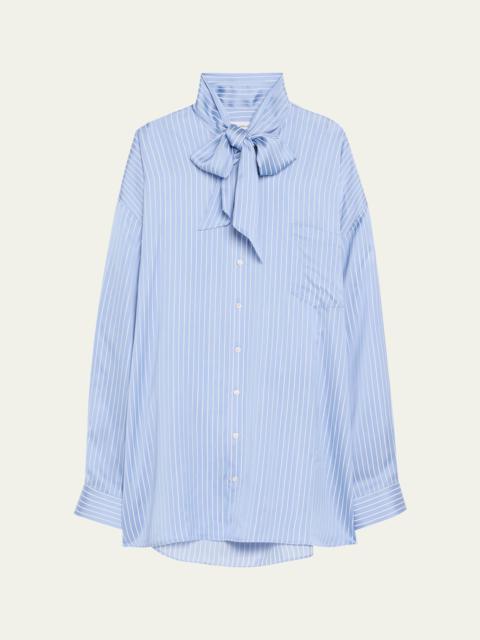 MARIE ADAM-LEENAERDT Stripe Lavalliere Fitted Back Xxl Shirt