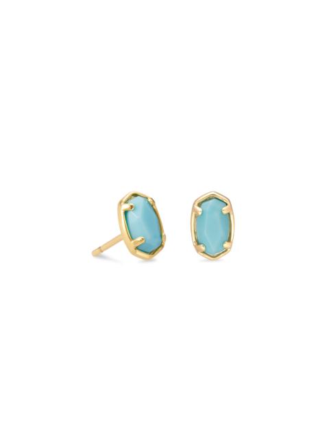 KENDRA SCOTT Emilie Gold Stud Earrings in Light Blue Magnesite