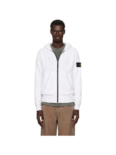 Stone Island White 6100061 Organic Cotton Fleece Hoodie