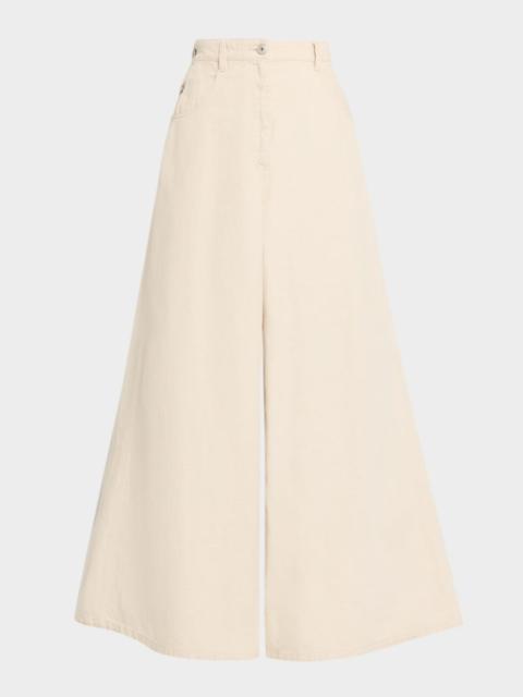 Brunello Cucinelli Garment Dyed Twill Maxi Wide-Leg Jeans