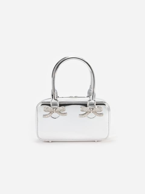 self-portrait Metallic Silver Leather Mini Tote Bag