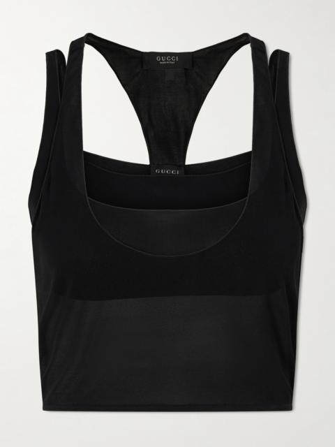 GUCCI Cropped Layered Mesh Tank