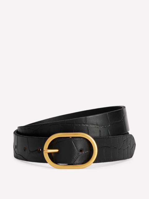 BODEN Classic Leather Belt-Black Croc Embossed
