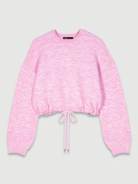 maje Cropped knit jumper with drawstring