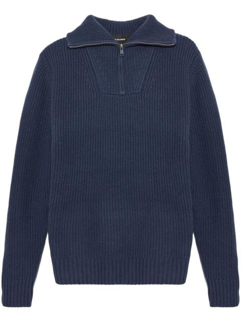 Yves Salomon zip-up ribbed knit sweater
