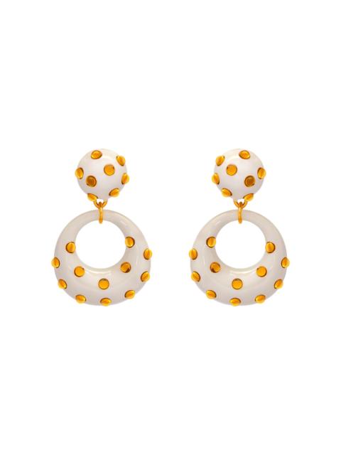 Oscar de la Renta Women's 24K-Gold-Plated, Enamel & Glass Clip-On Drop Earrings - Ivory