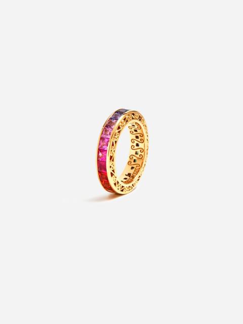 Multicolor sapphire wedding ring