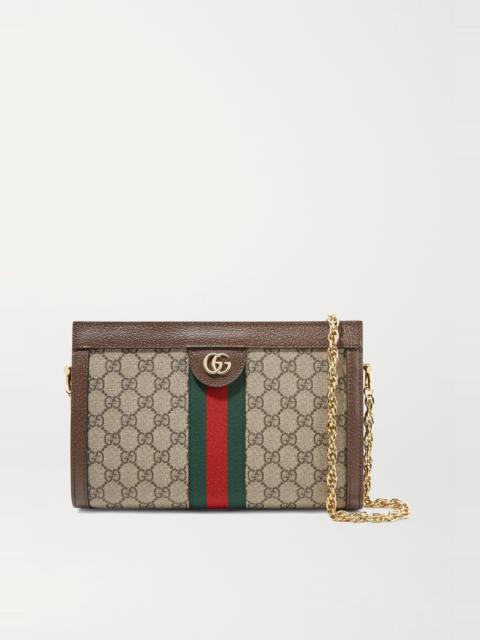 GUCCI Ophidia textured leather-trimmed printed coated-canvas shoulder bag