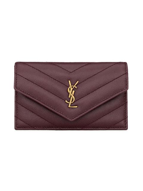 SAINT LAURENT Women's Cassandre Fragments Flap Card Case - Rouge Cabernet