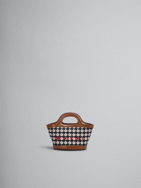 Marni BLACK CANVAS TROPICALIA MICRO BAG WITH DAISY PRINT