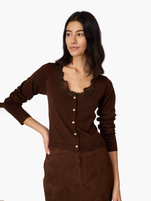 CAMI NYC EIRENE LIGHTWEIGHT KNIT CARDIGAN UMBER