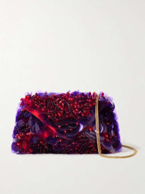 Embellished silk clutch