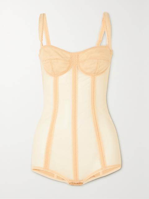 Dolce & Gabbana Lace-trimmed Stretch-tulle Bodysuit