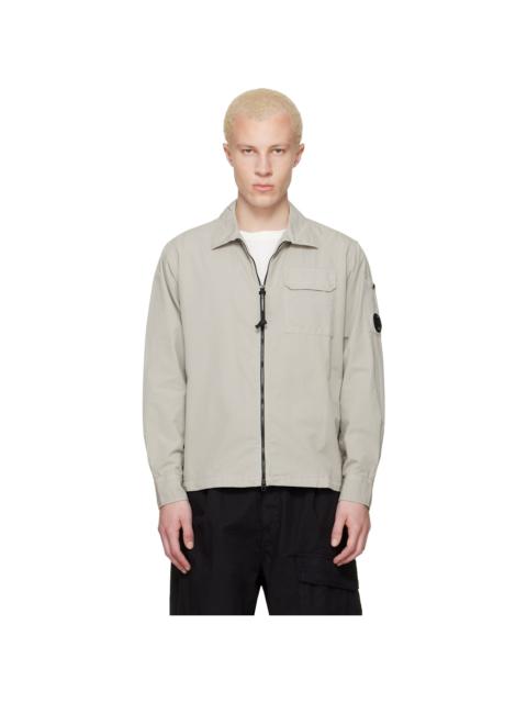 C.P. Company Beige Organic Gabardine Zipped Lens Overshirt