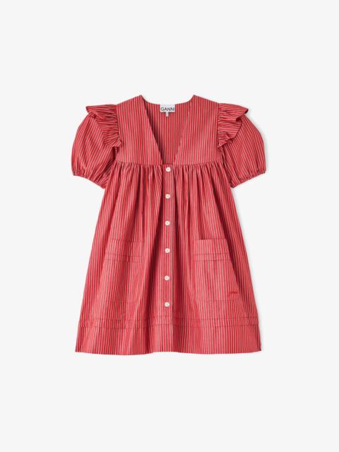 GANNI MINI DRESS IN STRIPED COTTON