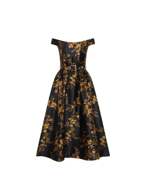 REBECCA VALLANCE Gilded Floral Midi Dress