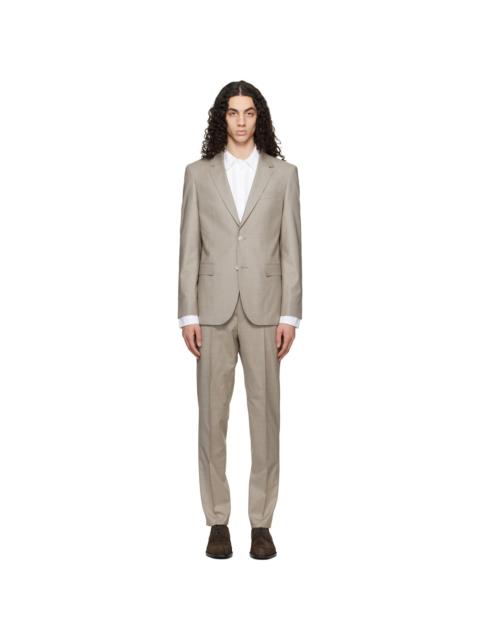 BOSS Taupe Two-Piece Slim-Fit Stretch Wool Suit