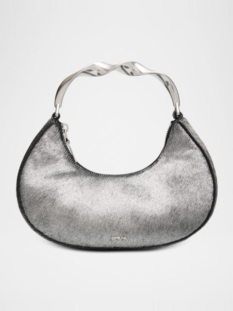 SIMKHAI Nixi Crescent Calf Hair Top-Handle Bag