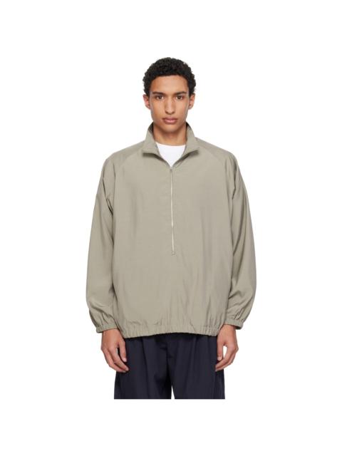 YOKE Khaki Silk Nylon 3/4 Zip Pullover Jacket