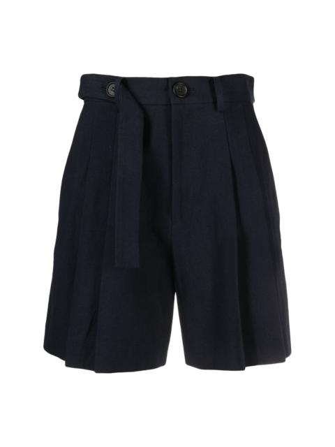 Yohji Yamamoto belted-waist cotton-hemp shorts