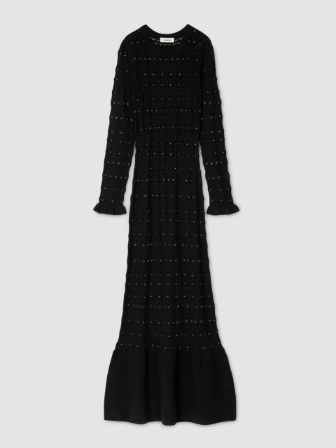 Sandro RHINESTONE KNIT MAXI DRESS