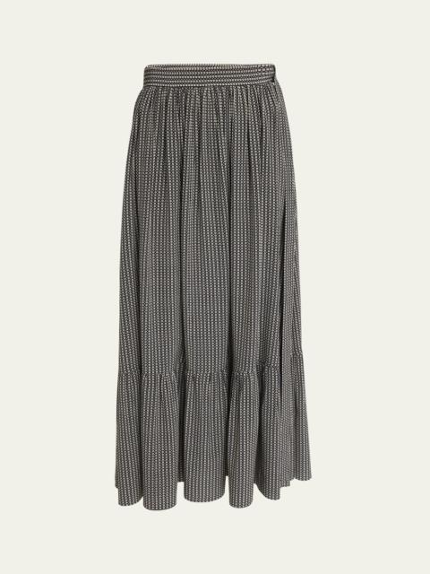 Chloé Micro Check Silk Maxi Skirt