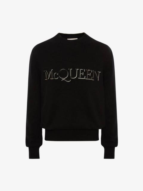 Alexander McQueen Mcqueen Embroidered Crew Neck Sweater in Black/white