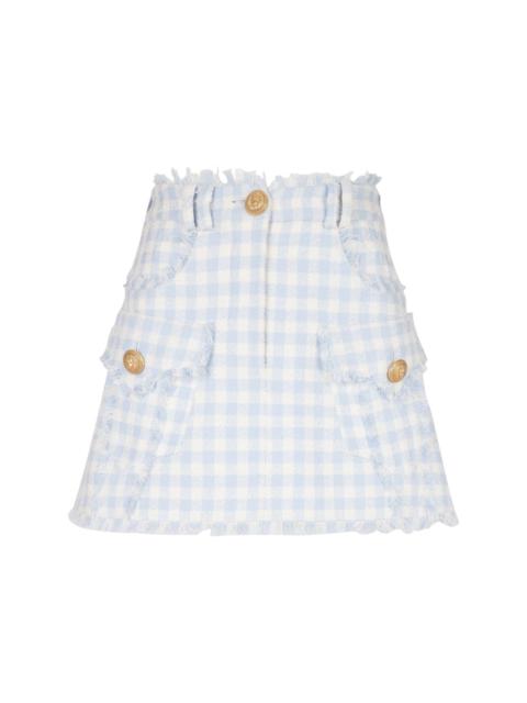 gingham-pattern A-line miniskirt