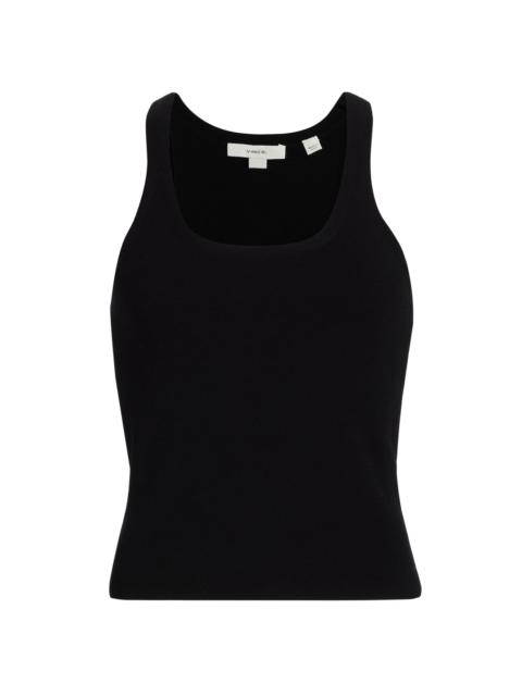 Vince Women's Stretch Rib-Knit Scoopneck Tank - Black