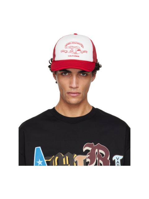 AMIRI Red & White 'AMIRI' Eagle Trucker Cap
