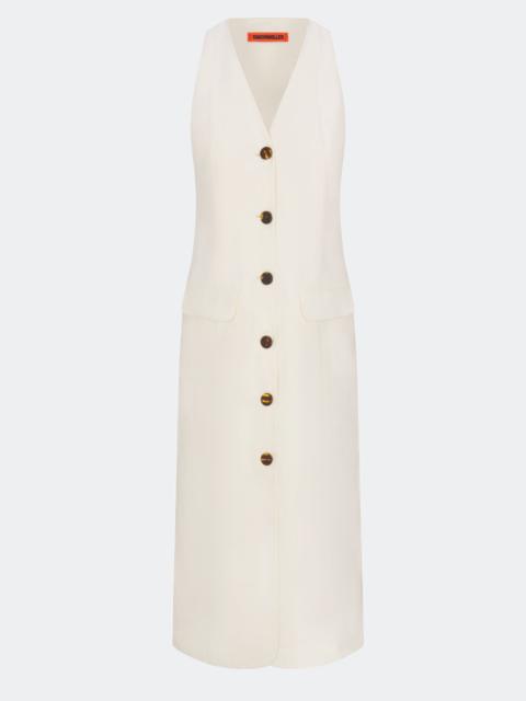 SIMONMILLER Zapata Linen Midi Dress in Chalk