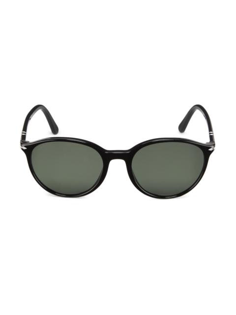 Persol Men's 56MM Round Sunglasses - Black Dark Green