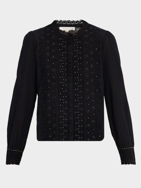 LoveShackFancy Larine Embellished Cotton Top