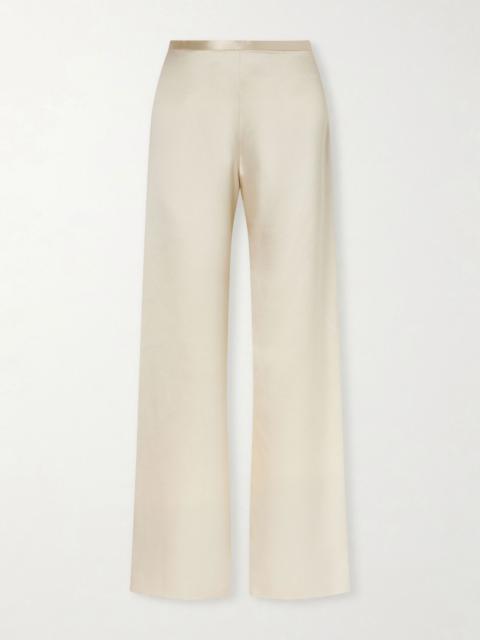 The Row Ardyn hammered-silk wide-leg pants Cream