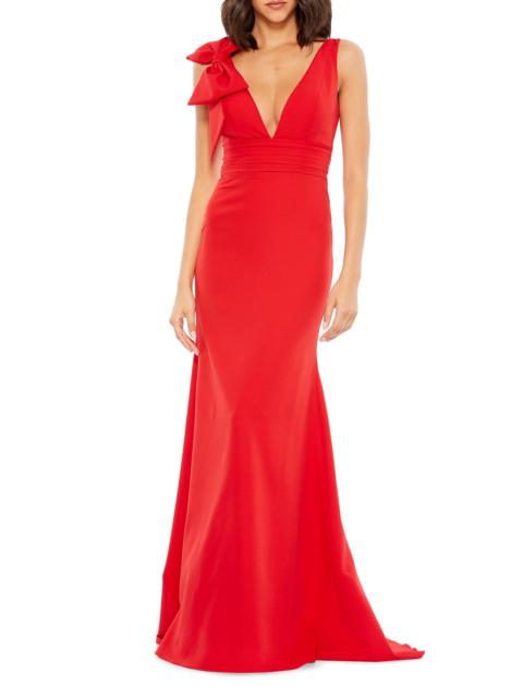 MAC DUGGAL Women's Bow V-Neck A-Line Gown - Red