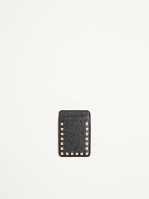 Valentino VALENTINO GARAVANI ROCKSTUD MAGNETIC CARDHOLDER IN GRAINY CALFSKIN
