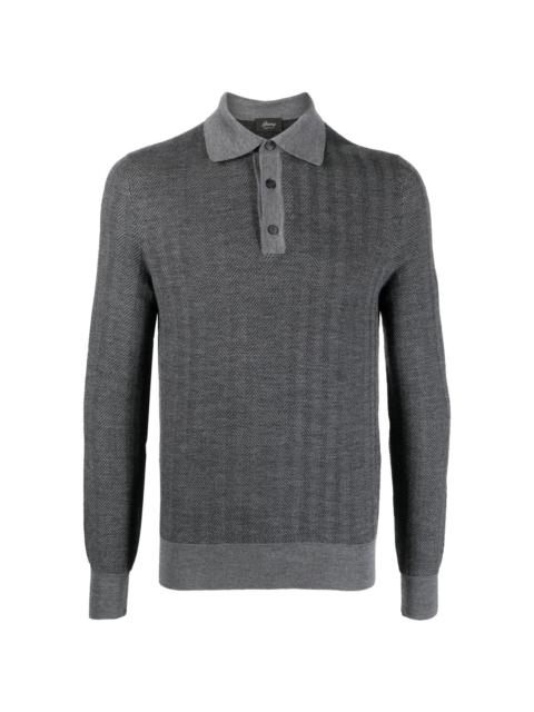 long-sleeve wool polo shirt