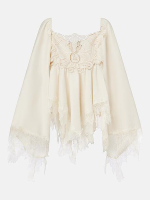 Blumarine Embroidered lace-trimmed blouse