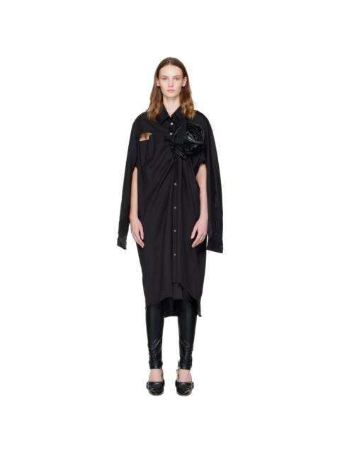 Junya Watanabe Black Wool & Synthetic Leather Midi Dress