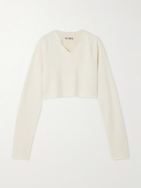 ÉTERNE Cropped Embroidered Cotton-blend Terry Sweater