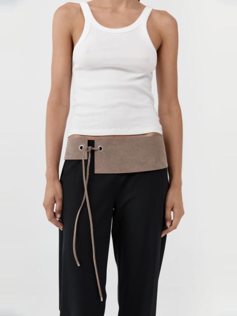 ST. AGNI Suede Asymmetric Belt - Almond