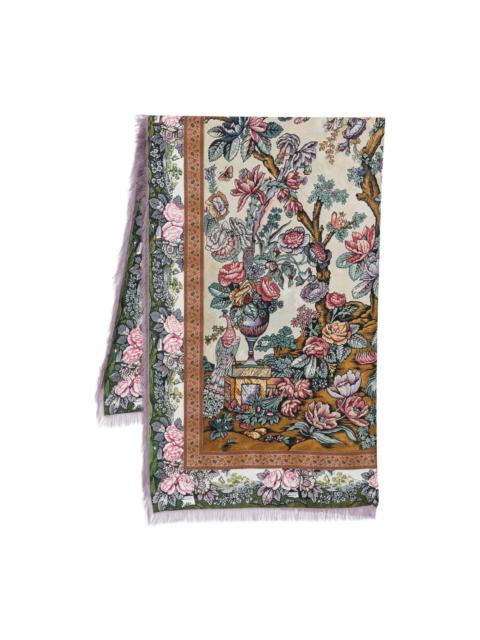 Pierre-Louis Mascia floral fringed scarf