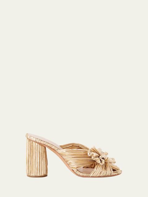 LOEFFLER RANDALL Penny Pleated Metallic Slide Sandals