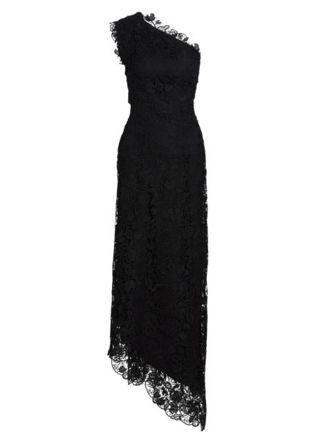Monique Lhuillier Women's Floral Lace One-Shoulder Cocktail Dress - Noir