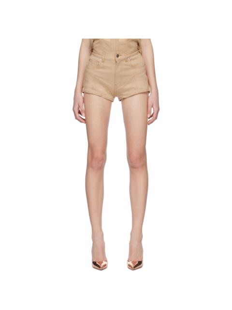 MUGLER SSENSE Exclusive Beige & White Spiral Shorts